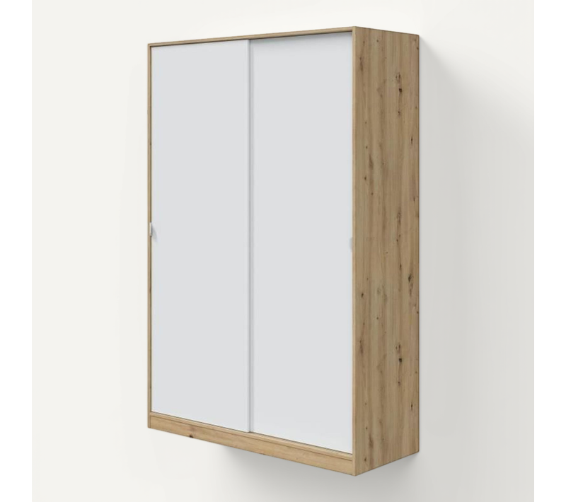 Armoire Top - Décor Chêne - 2 Portes Coulissantes - L120 X H200 X P50 Cm