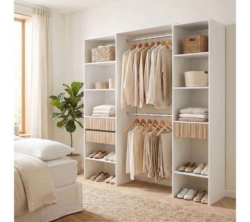Kit dressing L. 190 cm ETHNA blanc et imprimé effet relief