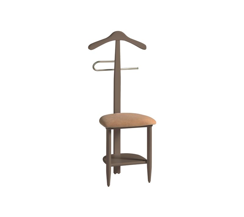 Valet De Nuit En Hêtre Massif Laqué Et Métal Chromé, Modèle Sedie, Couleur Moka.