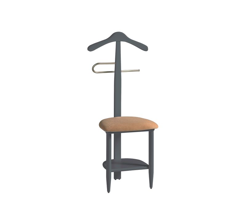 Valet De Nuit En Hêtre Massif Laqué Et Métal Chromé, Modèle Sedie, Couleur Graphite.