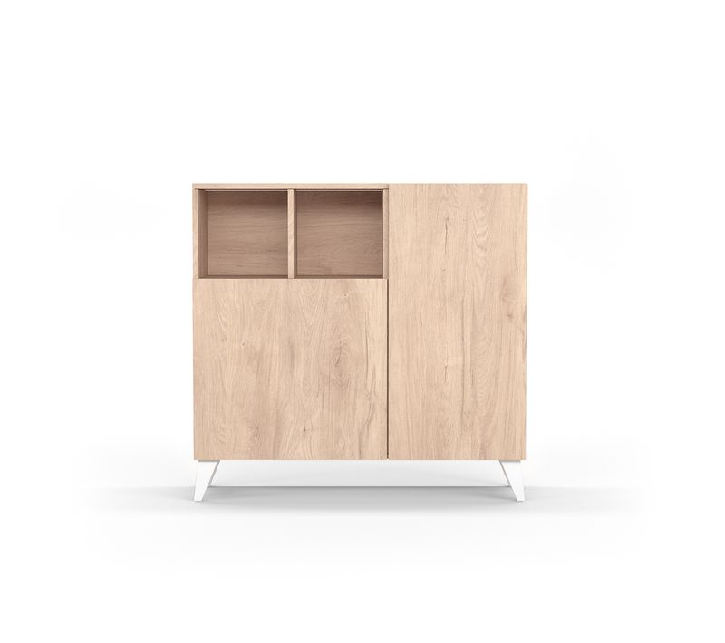 Meuble à Chaussures Modèle Oslo, Chêne Avec Pieds Blancs.