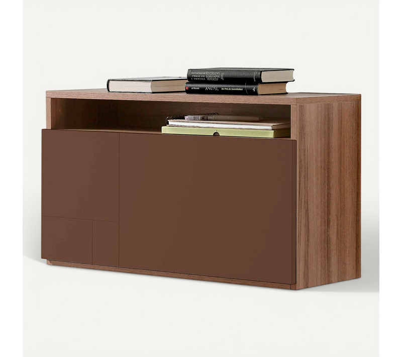 Bureau Mural En Mélamine Avec Porte Rabatable , Modèle Oporto En Couleur Noyer Et Moka