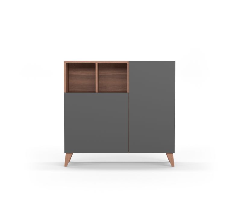 Meuble à Chaussures Modèle Oslo, Noyer Avec Portes Graphites.