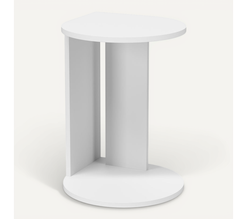 Herdasa, Table D'appoint, Bout De Canapé, Modèle Trèfle, En Mélamine Couleur Blanc