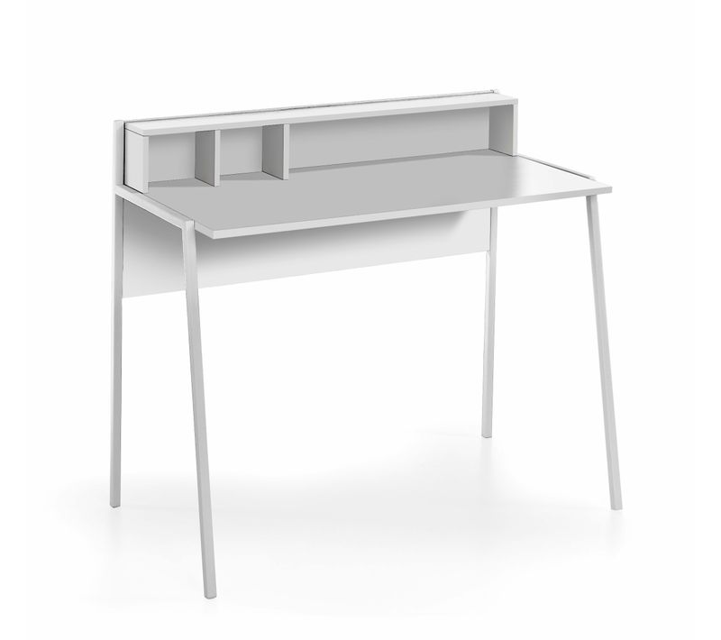 Bureau Fabriqué En Mélamine Et Métal, Modèle Helsinki En Couleur Blanc