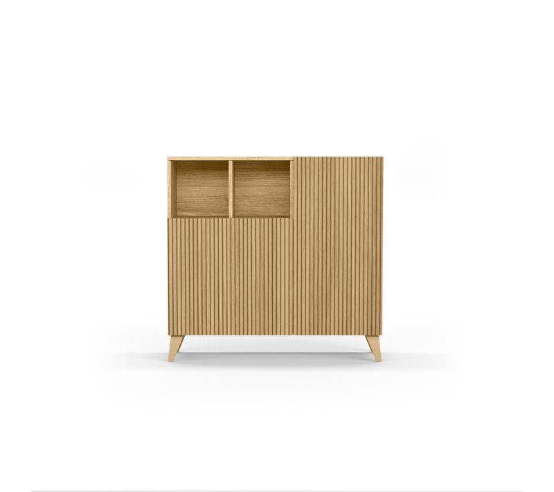 Meuble à Chaussures Modèle Moss, Chêne Doré Portes Dessin Lattes