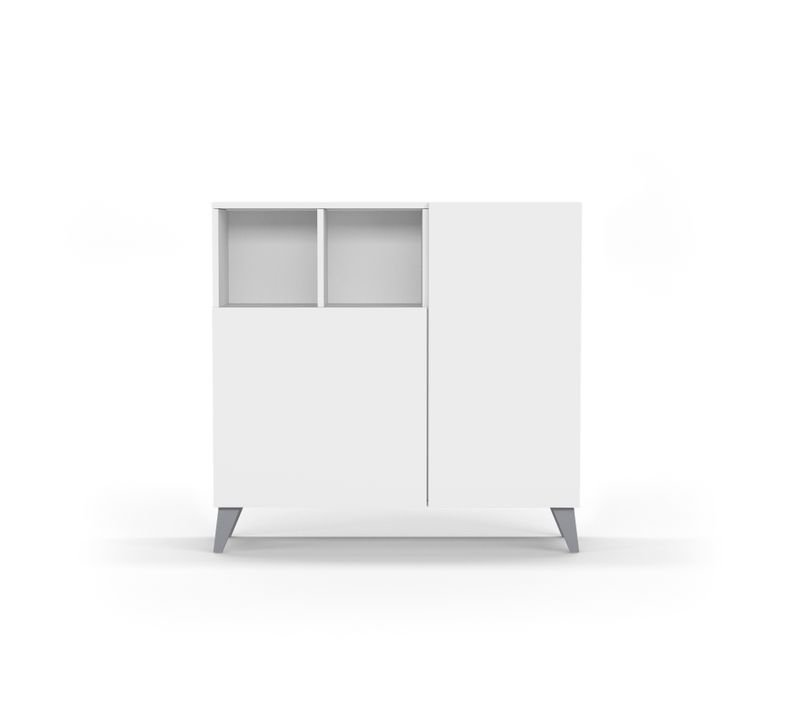 Meuble à Chaussures Modèle Oslo, Blanc Avec Pieds Gris.