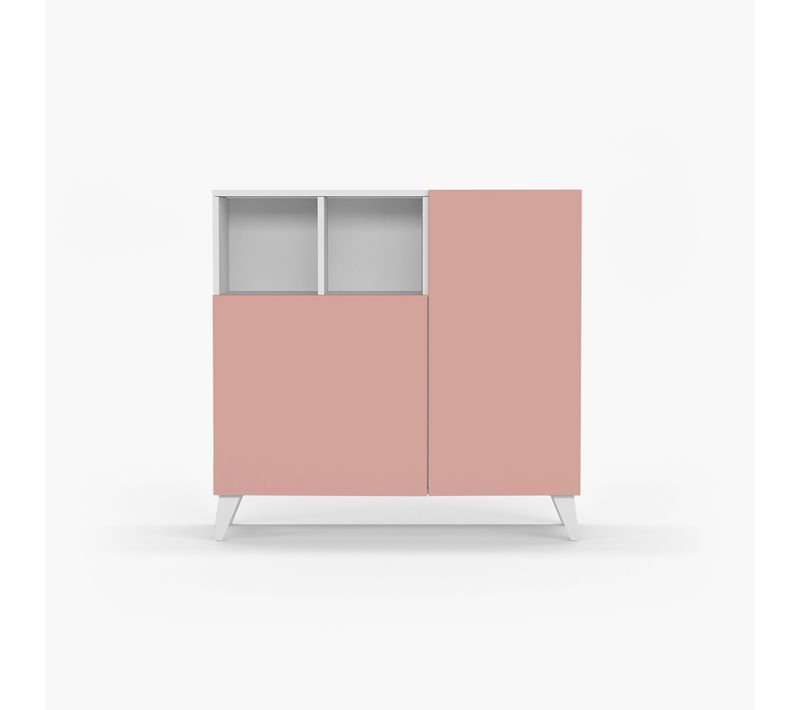 Meuble à Chaussures Modèle Oslo, Blanc Avec Portes Rose.