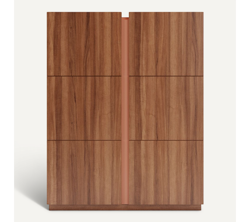 Meuble à Chaussures, Modèle Hessa, Avec Deux Portes, En Couleur Noyer Et Rose