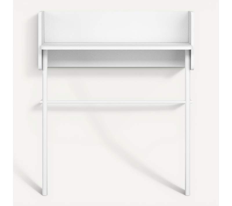 Table Console, Modèle Danish 789, En Mélamine Et Hêtre Massif. Blanc