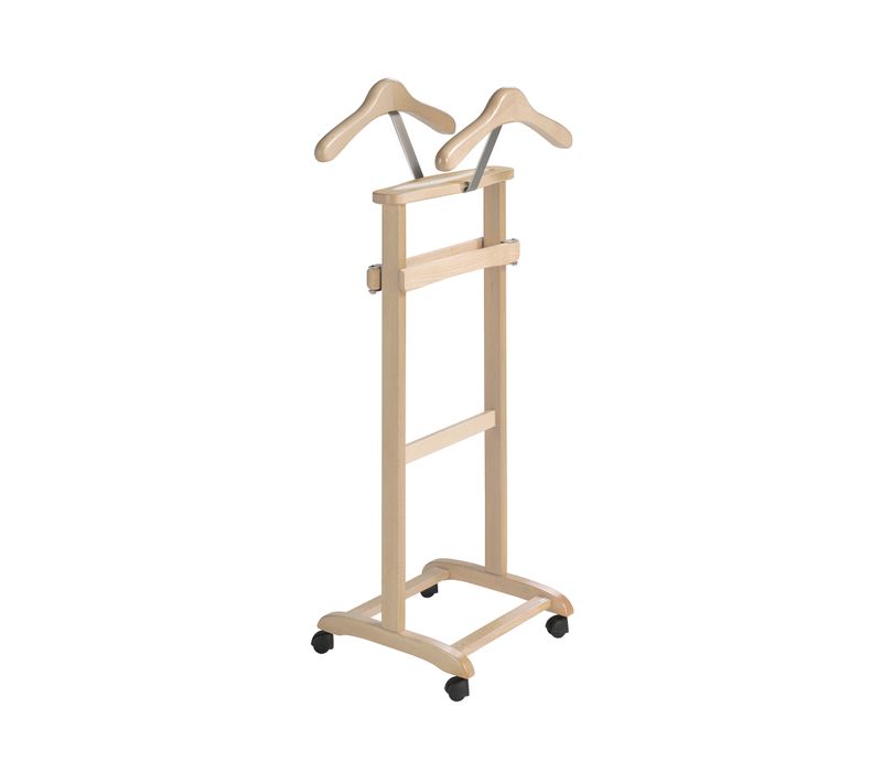 Valet De Nuit En Hêtre Massif Laqué Et Métal Chromé, Modèle Double, Couleur Cambrian.