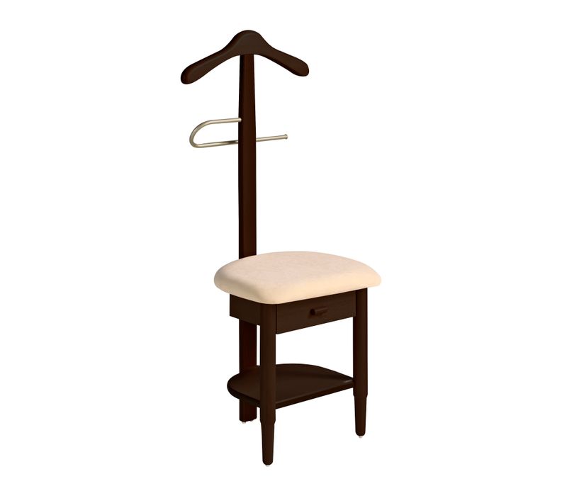 Valet De Nuit En Hêtre Massif Laqué Et Métal Chromé, Modèle Stanza, Couleur Wenge.