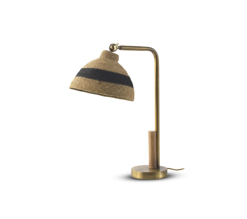Lampe à Poser Avec Abat-jour En Fibres Naturelles Tressées