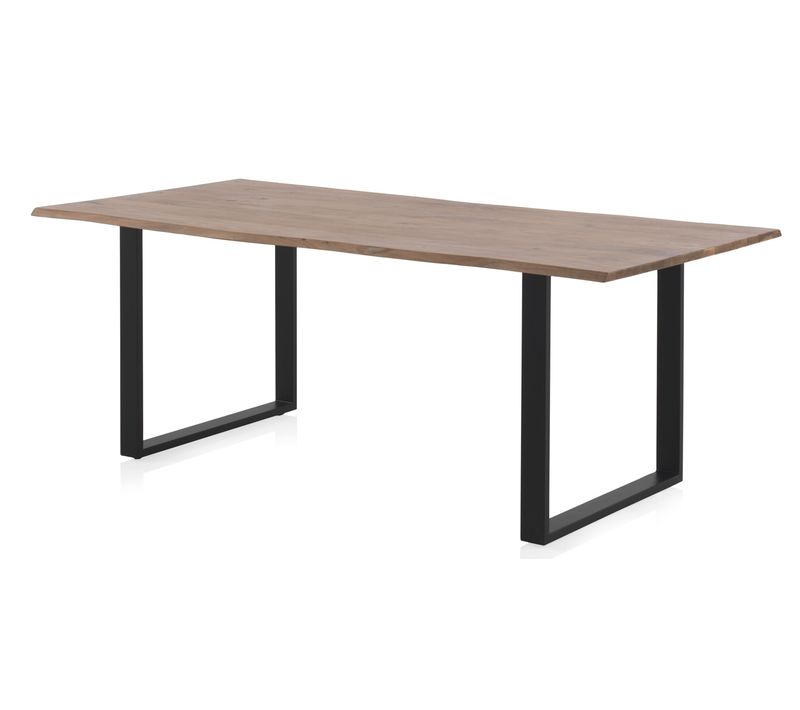 Table En Acacia Massif 200x100 Avec Pieds En Métal Noir