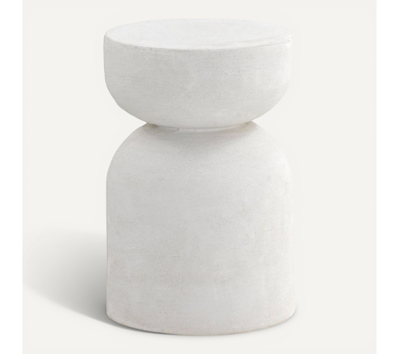 Table D'appoint En Polyrésine Couleur Ciment Blanc