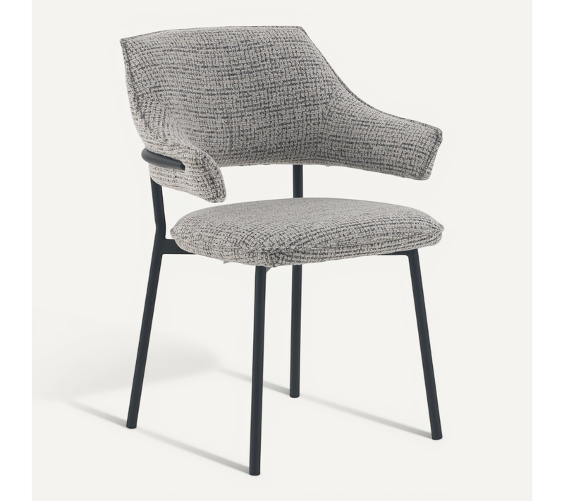 Lot De 4 Fauteuils En Chenille Gris Clair Chiné