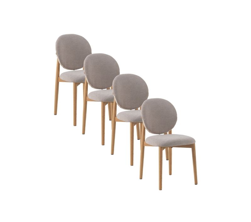 Lot De 4 Chaises En Bois De Chêne Naturel Tapissées En Beige