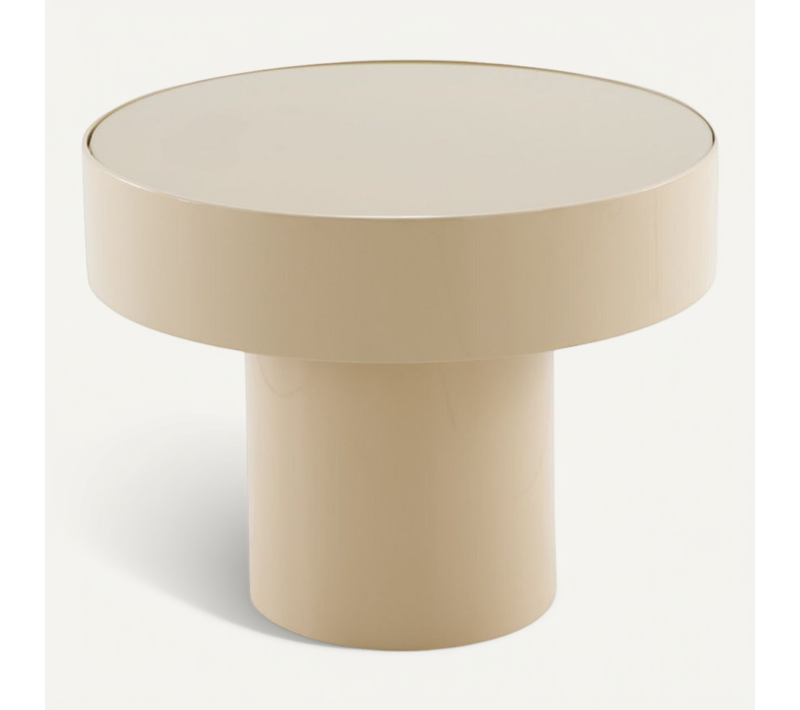 Table D'appoint En Métal Couleur Beige Avec Plateau En Verre