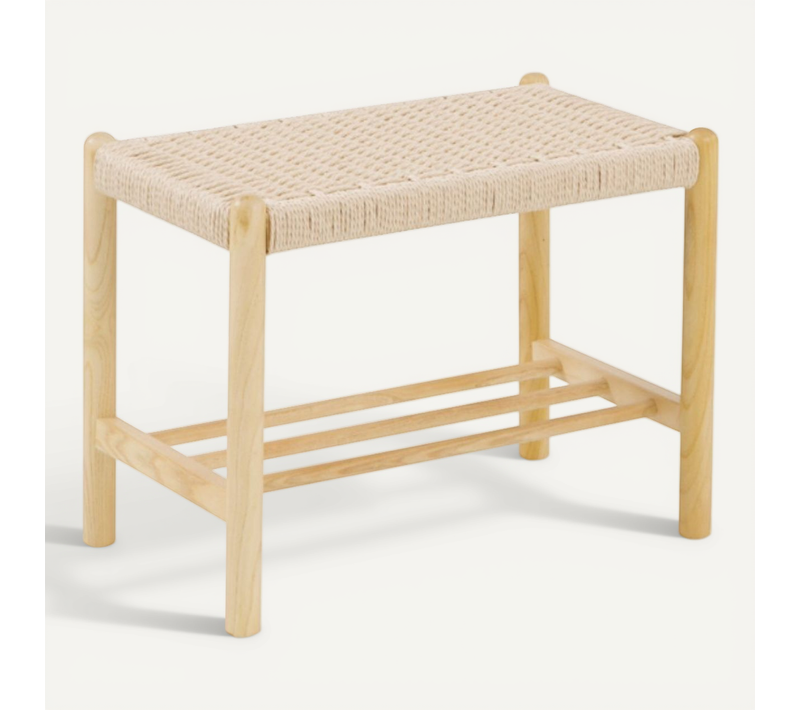 Banquette En Bois De Frêne Avec Assise Tressée