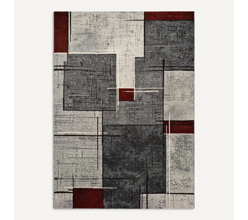 Tapis Moderne Dreams 12122 Gris/rouge 80x150 Cm