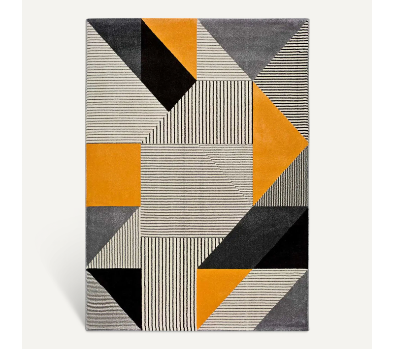 Tapis Géométrique Gladys 12138 Gris/noir/moutarde 160x230 Cm