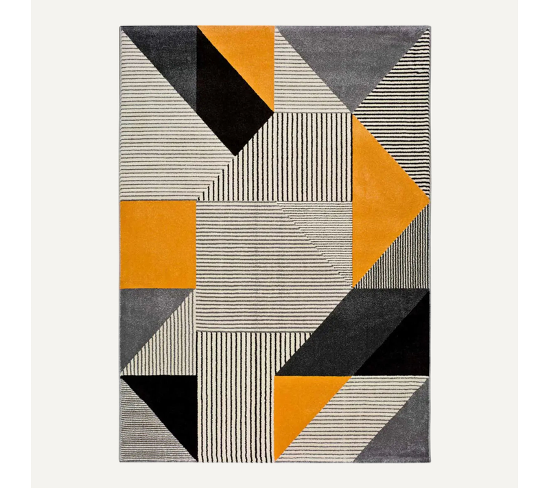 Tapis Géométrique Gladys 12138 Gris/noir/moutarde 200x290 Cm