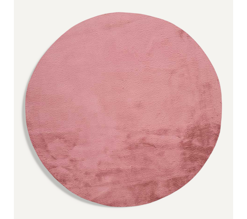 Tapis Lavable Rond Shaggy Fox Liso Rose 120x120 Cm
