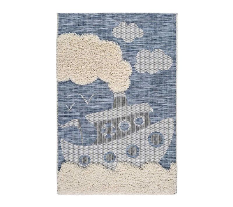 Tapis Enfant Bateau Chinky 106 Bleu 115x170 Cm