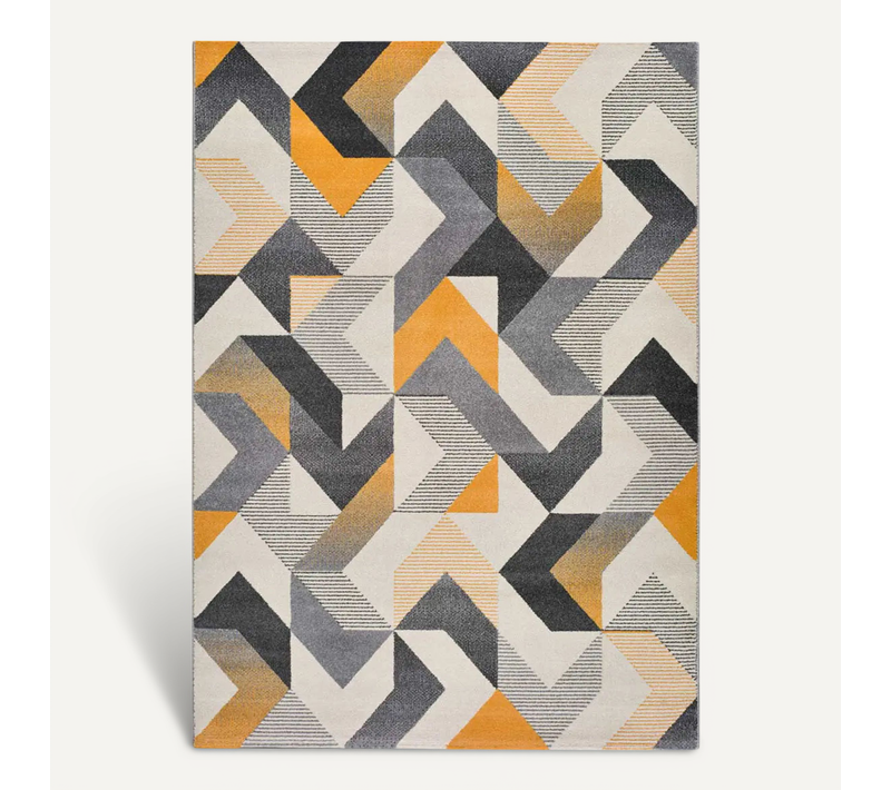 Tapis Géométrique Gladys 12184 Gris/moutarde/beige 60x120 Cm