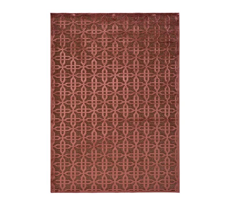 Tapis Géométrique à Relief Margot 809 Rouille 60x110 Cm