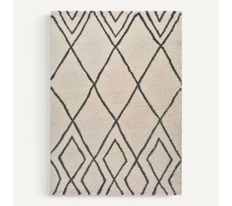 Tapis Shaggy Ethnique Atlas 8637 Blanc 133x190 Cm