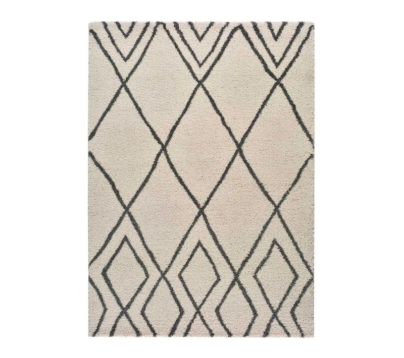 Tapis Shaggy Ethnique Atlas 8637 Blanc 160x230 Cm