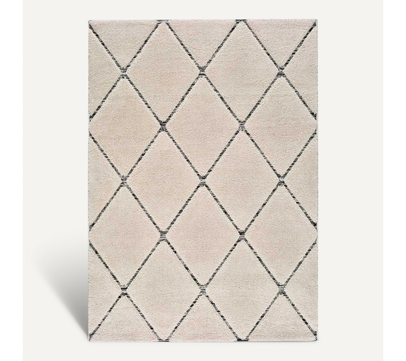 Tapis Shaggy Géométrique Swansea 65234 Blanc/noir 200x290 Cm