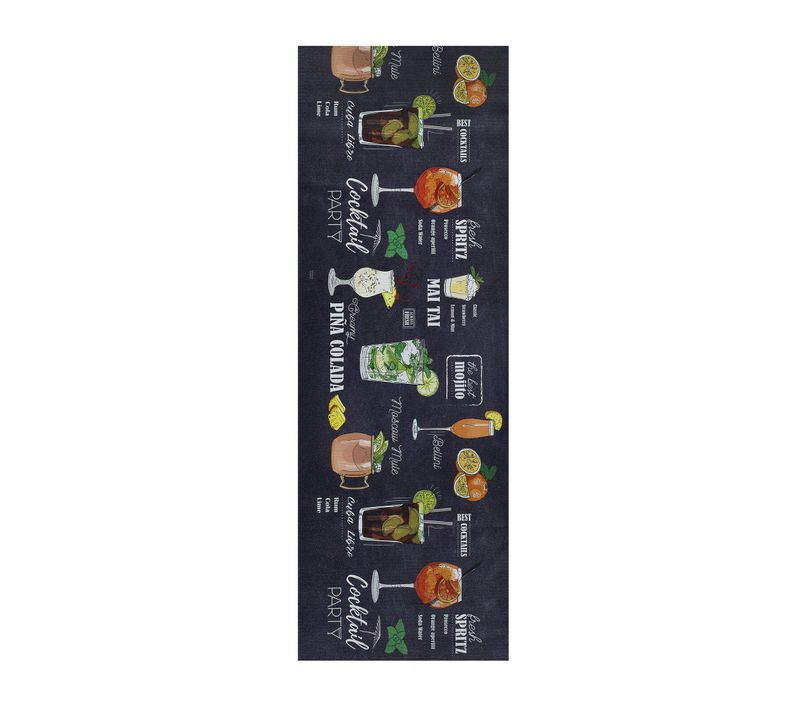 Tapis De Cuisine Cocktail Ricci Pub Noir/multicolore 52x200 Cm