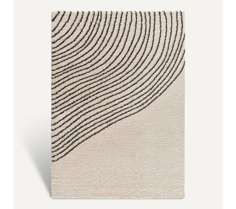 Tapis Shaggy Abstrait Lush Coastalina Blanc/noir 80x150 Cm