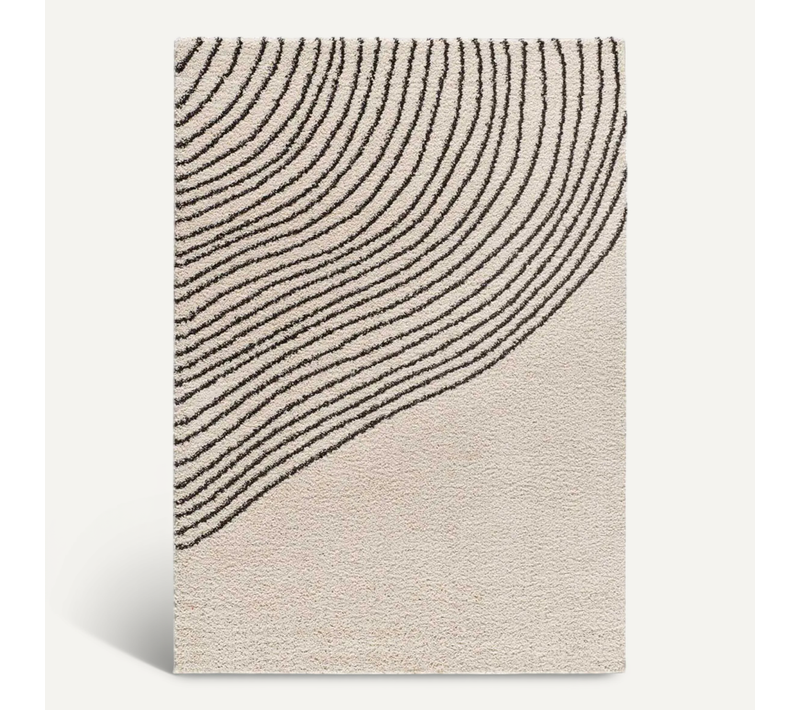 Tapis Shaggy Abstrait Lush Coastalina Blanc/noir 120x180 Cm