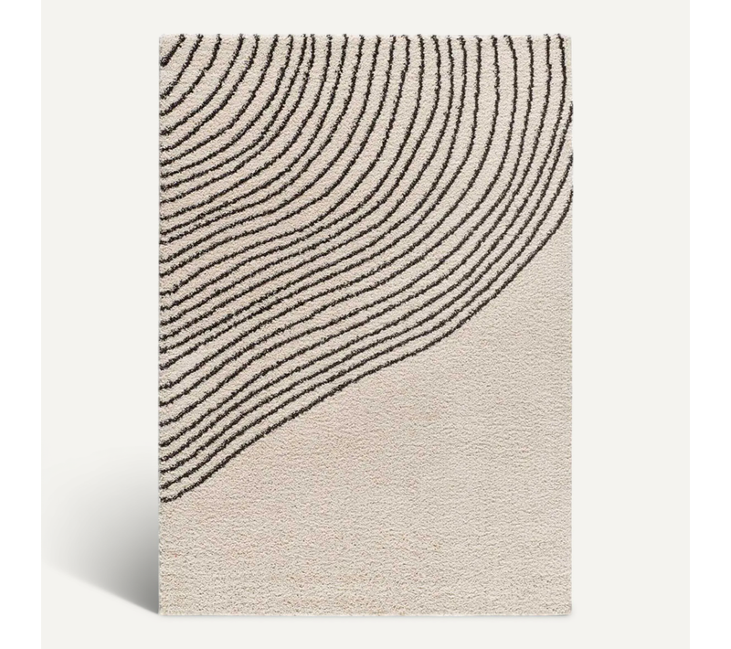 Tapis Shaggy Abstrait Lush Coastalina Blanc/noir 140x200 Cm