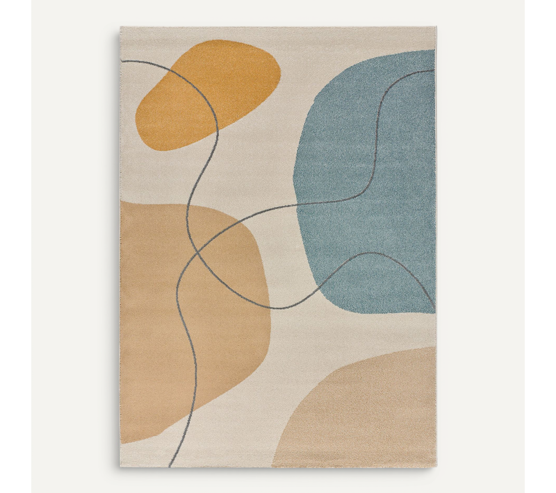 Tapis Formes Organiques New York 12321 Beige/bleu/moutarde 140x200 Cm
