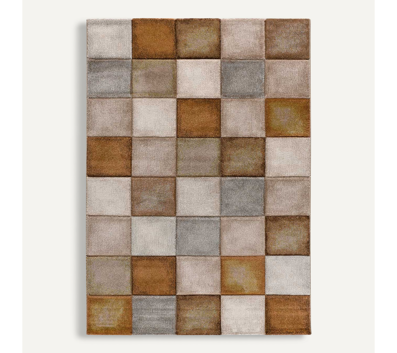 Tapis Damier Lena 22605 Rouille/beige/gris 200x290 Cm