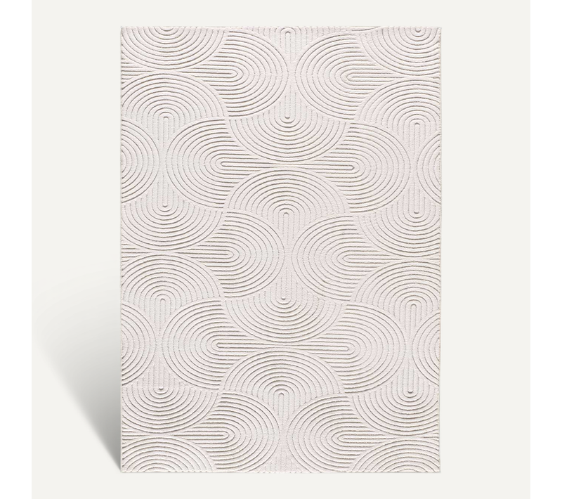 Tapis Lavable Géométrique À Relief Estilo 23040 Blanc 120x170 Cm