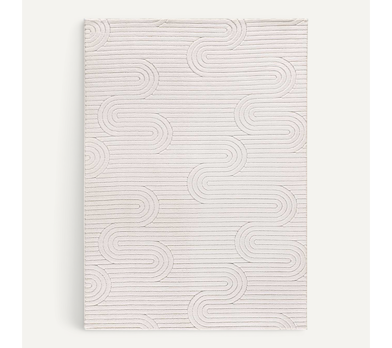 Tapis Lavable Géométrique à Relief Estilo 23062 Blanc 160x230 Cm