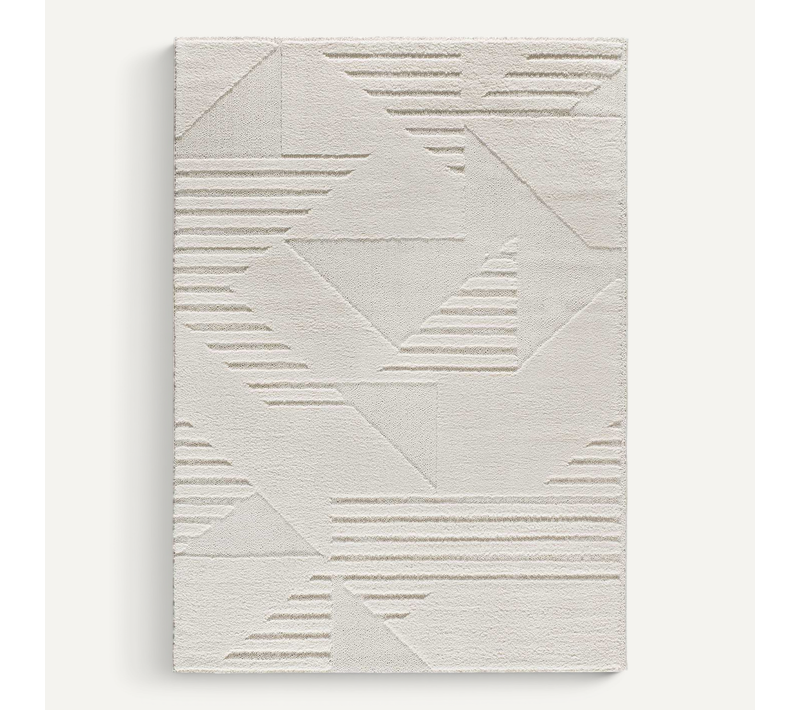 Tapis à Poils Longs à Relief Numa 8518 Crème 80x150 Cm
