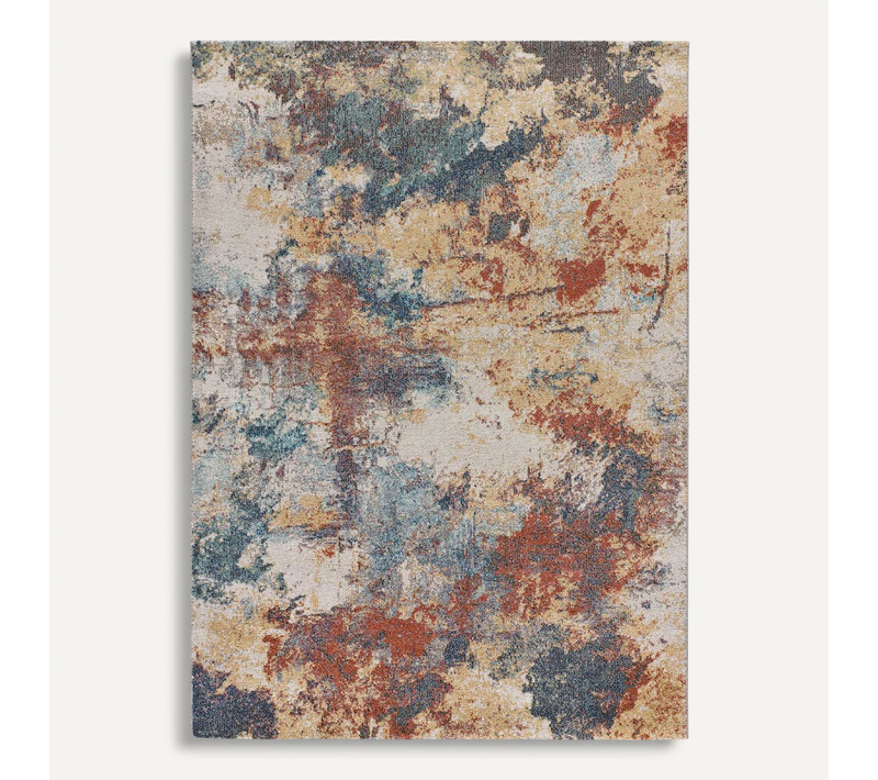 Tapis Extérieur Abstrait Luna 54569 Bleu/beige/rouille 160x230 Cm