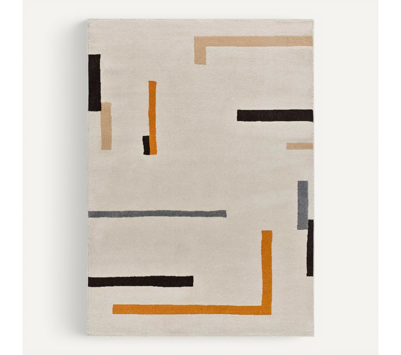 Tapis Géométrique Lessia Linea Beige/orange 140x200 Cm