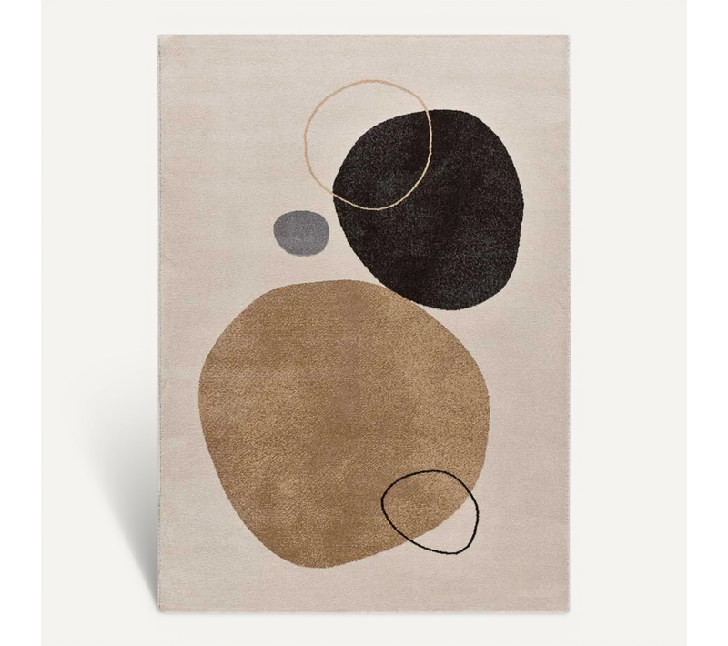 Tapis Moderne Lessia Peblinne Beige/noir 80x150 Cm