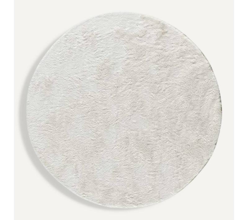 Tapis Rond Shaggy Roma Liso Blanc 120x120 Cm