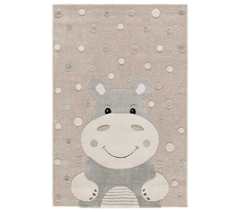 Tapis Enfant Hippopotame  Clown 2345 Taupe 120x170 Cm