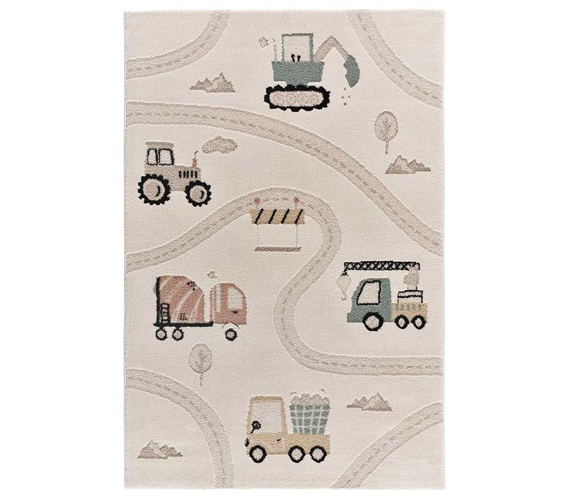 Tapis Enfant Circuit Voiture Clown 2346 Crème/multicolore 120x170 Cm