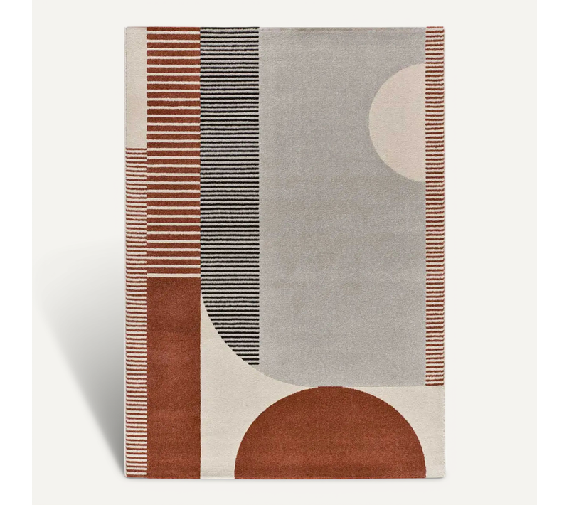Tapis Géométrique Gaia 12899 Rouille/beige/gris 160x230 Cm