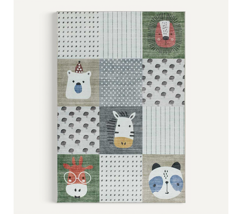 Tapis Enfant Lavable Animaux Candy 24061 Multicolore 120x170 Cm